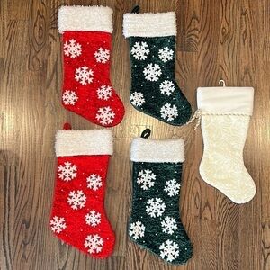 Christmas Velvet Stockings Snowflakes and “Pearls”